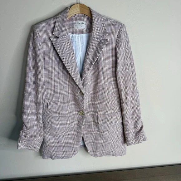 Free People We the Free Bowie Boyfrind Fit Oversized Two Button Blazer Plaid S - Picture 1 of 6